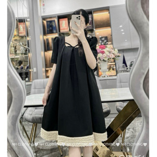 Váy xếp li nơ cổ sm