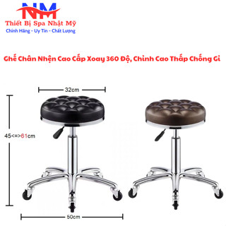 Ghế Chân Nhện Cao Cấp I Xoay 360 Độ, Chỉnh Cao Thấp Bằng Thếp Không Gỉ Dùng Trong Spa, TMV
