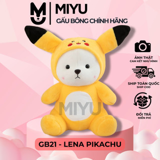  Gấu Bông Lena Pikachu MIYU Đáng Yêu - Thú Nhồi Lena Đội Vàng Mũ Cao Cấp - Chất Vải Siêu Mịn- An Toàn Với Trẻ Em 