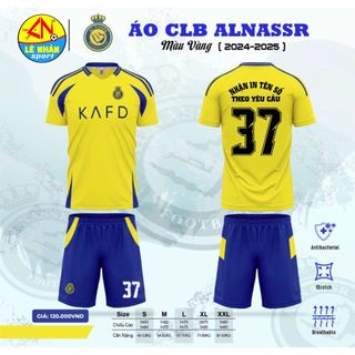 Bộ áo đá bóng clb al nassr vàng 2425