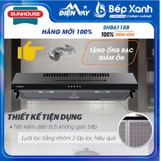 Máy hút mùi âm tủ Sunhouse SHB6118B - 700 m3/giờ - Tuỳ chỉnh 3 tốc độ