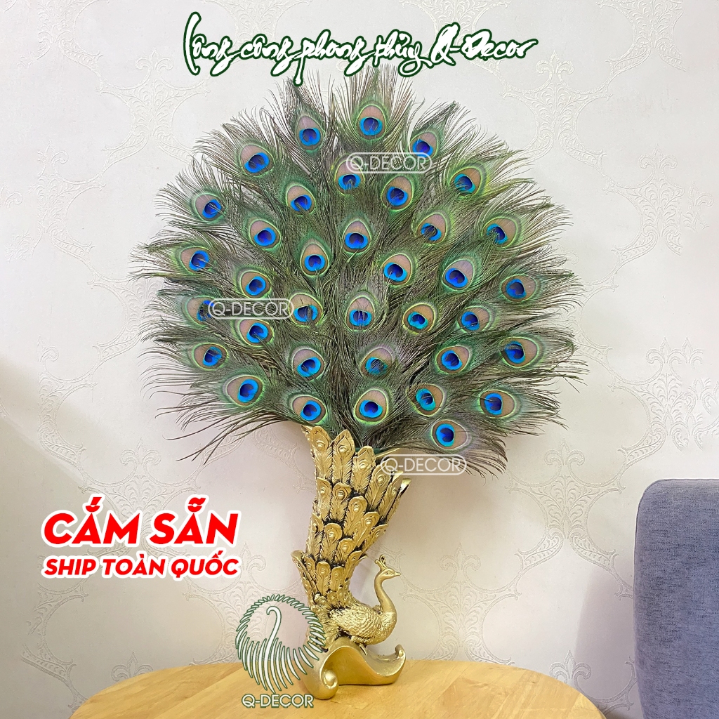 Bình CẮM SẴN 36 lông công phong thủy, mã BC01