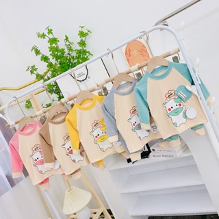 Bộ dài tay cho bé, Bộ dài tay bé trai, quần áo dài tay cho bé gái vải tăm lạnh hình bò đội mũ siêu cute