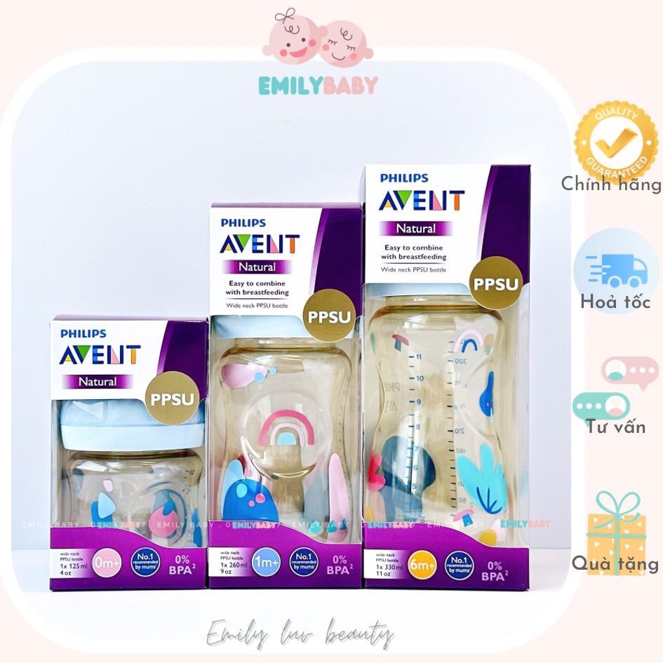 [Hộp đơn] Bình sữa PHILIPS AVENT PPSU 125ml 260ml 330ml