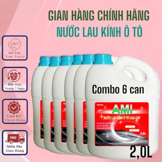 Combo 6 can nước rửa kính oto AMI 2L chính hãng, đổ trực tiếp phù hợp với mọi loại xe hơi