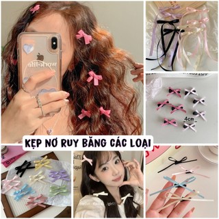 Kẹp tóc nơ vải ruy băng lụa các size mini nhỏ xinh coquette