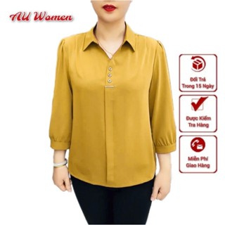 Áo Sơ Mi Lụa Trung Niên Nữ Dài Tay Cho Mẹ