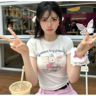 Áo Thun Nữ , Áo Thun Croptop In Thỏ