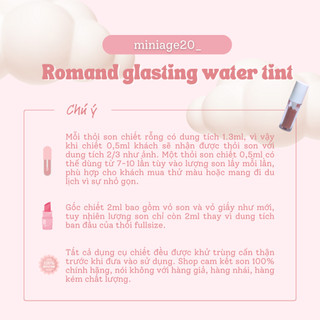 [ SON CHIẾT ] Son Romand glasting water tint chiết 0,5ml