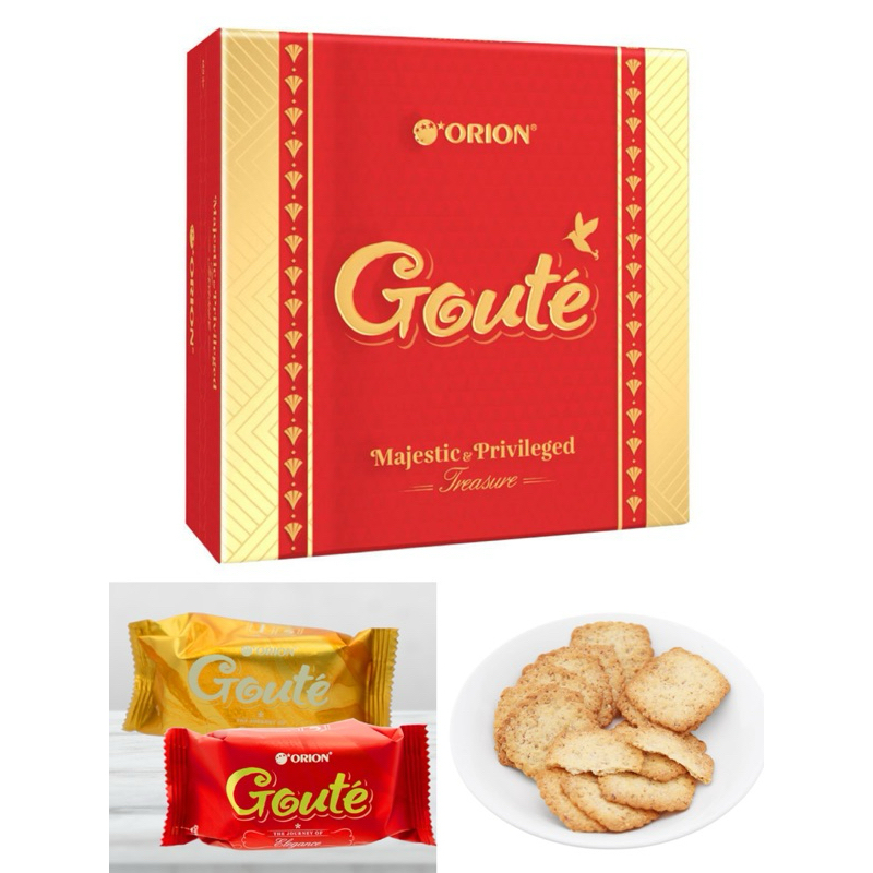 Bánh mè giòn Goute Orion hộp giấy đỏ phiên bản Tết 158.4g ( 4 gói )