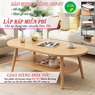 Bàn Trà Sofa Phòng Khách Bàn Trà 2 Tầng Chân Gỗ BSF-07 ZataFu