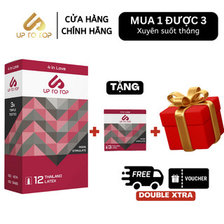 [Mua 1 được3] Bao Cao Su UP 4 In Love Kéo Dài Thời Gian có Gai Gân Hộp 12 bao + Tặng Hộp 3 + Tặng quà hấp dẫn