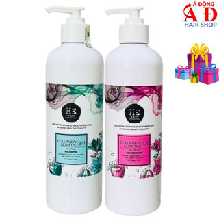 [Hetepi] Bộ dầu gội xả HE TEPI Collagen Keratin siêu mượt phục hồi tóc 3 in 1 500ml