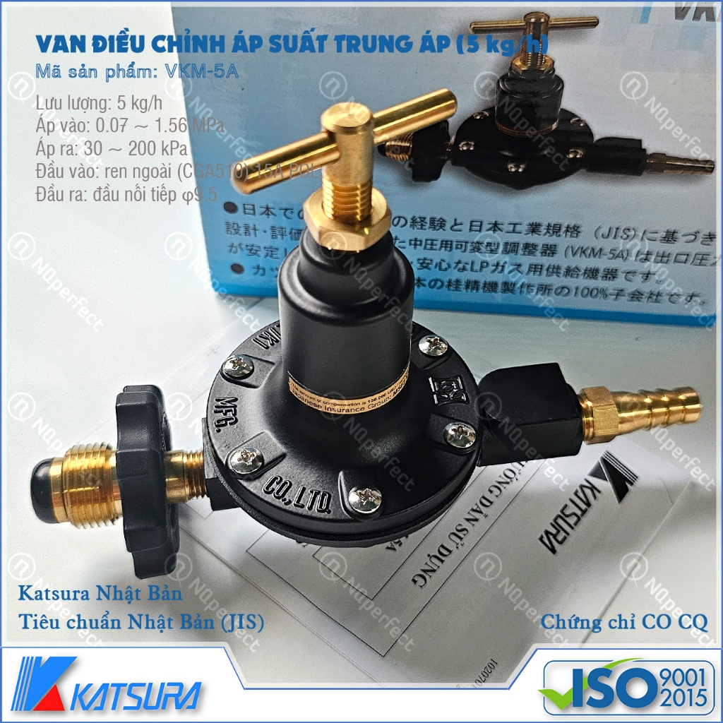 Van bếp khè/ Van điều áp gas/ Van điều chỉnh áp suất trung áp KATSURA VKM-5A 5kg/h -made in JAPAN (B