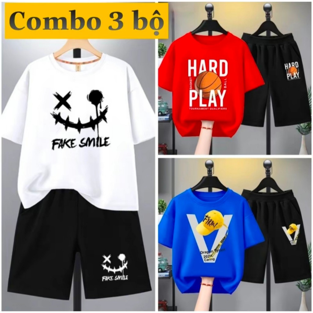 ComBo 3 Bộ quần áo bé trai size đại từ 17-40kg.Bộ đồ bé trai mùa hè từ 5-14 tuổi (Mã 24+28+26)