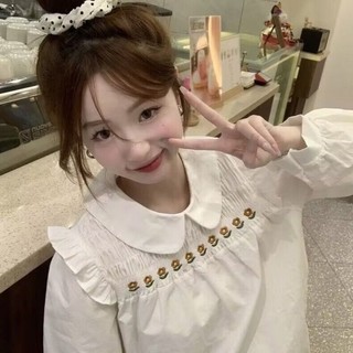 Áo sơ mi tiểu thư bánh bèo có cổ dài tay hàng qc