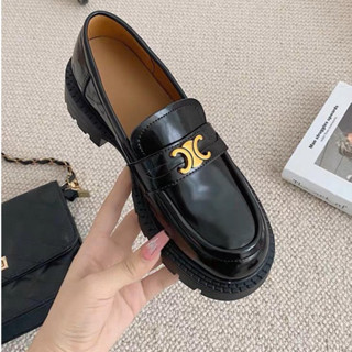 Giày đốc nữ Oxford đen da lì đế cao 5cm Tina – Giày nữ cá tính phong cách Hàn Quốc