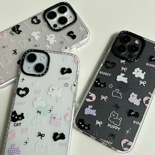 Ốp Lưng Iphone Trong Viền Trắng Chống Va Đập 2M THEVIBES Bunny Puppy - Hình in sắc nét , Bền Màu