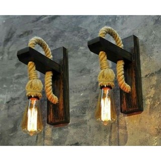 Combo 10 đèn gỗ trang trí đẹp dây thừng trang trí đặt DOAN DECOR
