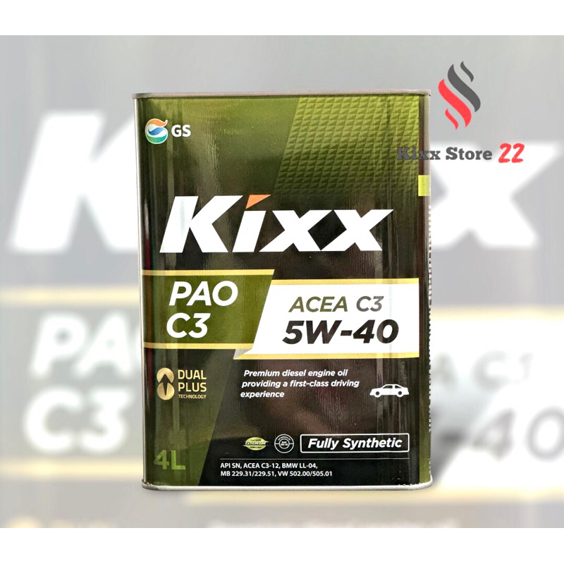Kixx PAO C3 SN 5W40 (Can Thiếc 4L) - Dầu Động Cơ Diesel Cao Cấp 100% Từ Poly-Alpha-Olefin (PAO) Công Nghệ Tiên Tiến Nhất