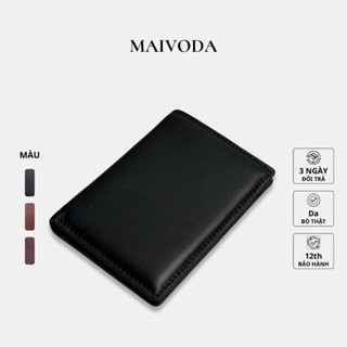 Ví Đứng Nam Nữ Da Bò Thật Mini Nhỏ Gọn Dáng Đứng Thương Hiệu MAIVODA Bóp Da