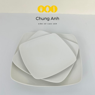 Đĩa vuông trắng trơn - sứ minh châu - bảo hành 1 đổi 1