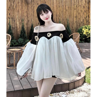 Váy trễ vai tay bồng