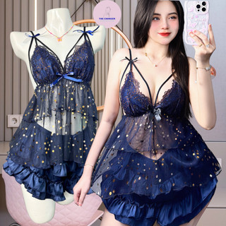 Đồ ngủ sexy 2 dây bigsize 50-100kg bộ lụa xinh mặc nhà phối ren thecharger