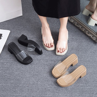 Dép Guốc Quai Trong Đế Trụ 5cm Siêu Nhẹ