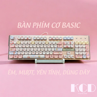 Bàn phím cơ Basic yên tĩnh, nữ tính, cute, fullsize chuyên dùng cho dân văn phòng, bàn phím cơ cho nữ