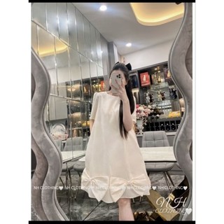 Váy dự tiệc, váy suông A nơ gấu, Váy đỏ nơ gấu có bigsize 40kg-120kg