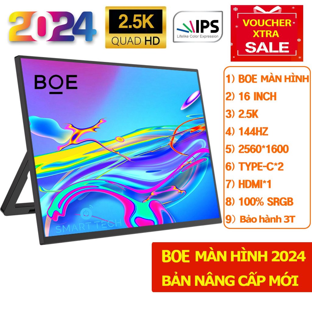 [Tặng kèm bao da] BOE Màn hình di động IPS FHD/2.5K, 60hz-144hz Type C / HDMI Portable Monitor