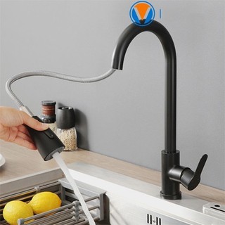 (VÒI RÚT) Vòi Rửa Chén Bát Nóng Lạnh INOX 304 sơn tĩnh điện đen N4005 Fotar PHƯƠNG NAM PHÁT Quay 360 độ VÒI RÚT ĐEN