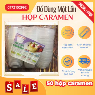 Hộp caramen - Hộp flan bộ 50 chiếc nhựa PP - coc lam banh flan, dung caramen,thach tien loi - do dung mot lan