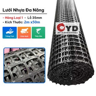Lưới Nhựa Đen Dẻo Cao Cấp Loại 1 Lỗ 35mm (cao 2mét x dài 50mét) lưới rào - chăn nuôi gà vịt