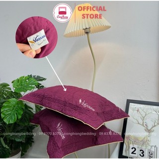 [Thanh Lý] Đôi vỏ gối đầu trần bông Cotton satin nhiều màu thêu chữ sắc nét - SIZE 45cm x 65cm