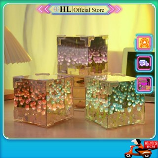 Quà tặng Handmade đèn ngủ hoa lulip tự làm – Đầy đủ phụ kiện – Hộp đèn tráng gương sang trọng