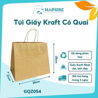 100 túi giấy kraft có quai 30x17x30cm GQZ054