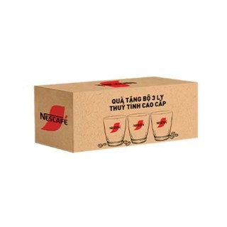 Bộ 3 ly thủy tinh dày, to quà tặng Nescafe