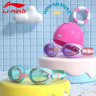 Kính bơi trẻ em LI-NING chống nước, chống sương mù, chống tia UV, tặng kèm nút bịt tai mã 313