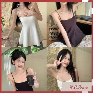 Áo len 2 dây dáng plum áo ống dáng xoè babydoll sang