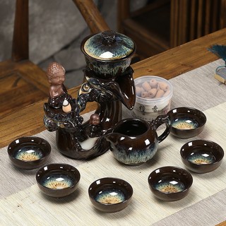 Bộ ấm chén pha trà tự động kiểu cối xay men thiên mục