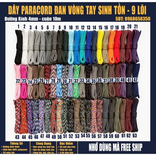 [10m] Dây Dù Paracord 9 Lõi 4mm tròn - 10 mét