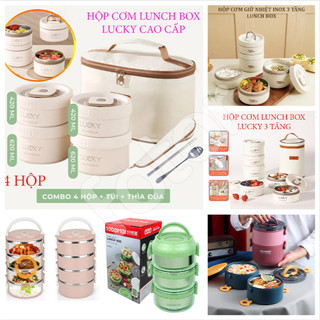 [FREESHIP] HỘP CƠM GIỮ NHIỆT LUNCH BOX 3/4 HỘP KÈM TÚI - HEALTHY LIFE - CAMEN INOX LÚA MẠCH, FC704, TEDEMEI 6586