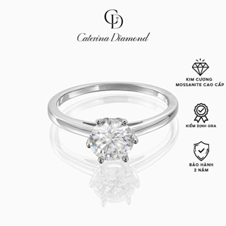 Nhẫn kim cương Moissanite 1 Carat Caterina Diamond Solitaire Pavéproposal wedding lover DR010 - Kiểm định GRA