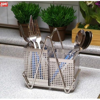 Giỏ đựng đũa 2 ngăn inox Sta Ami Hàn Quốc ST-473 Inox cao cấp sáng bóng, Không hoen gỉ