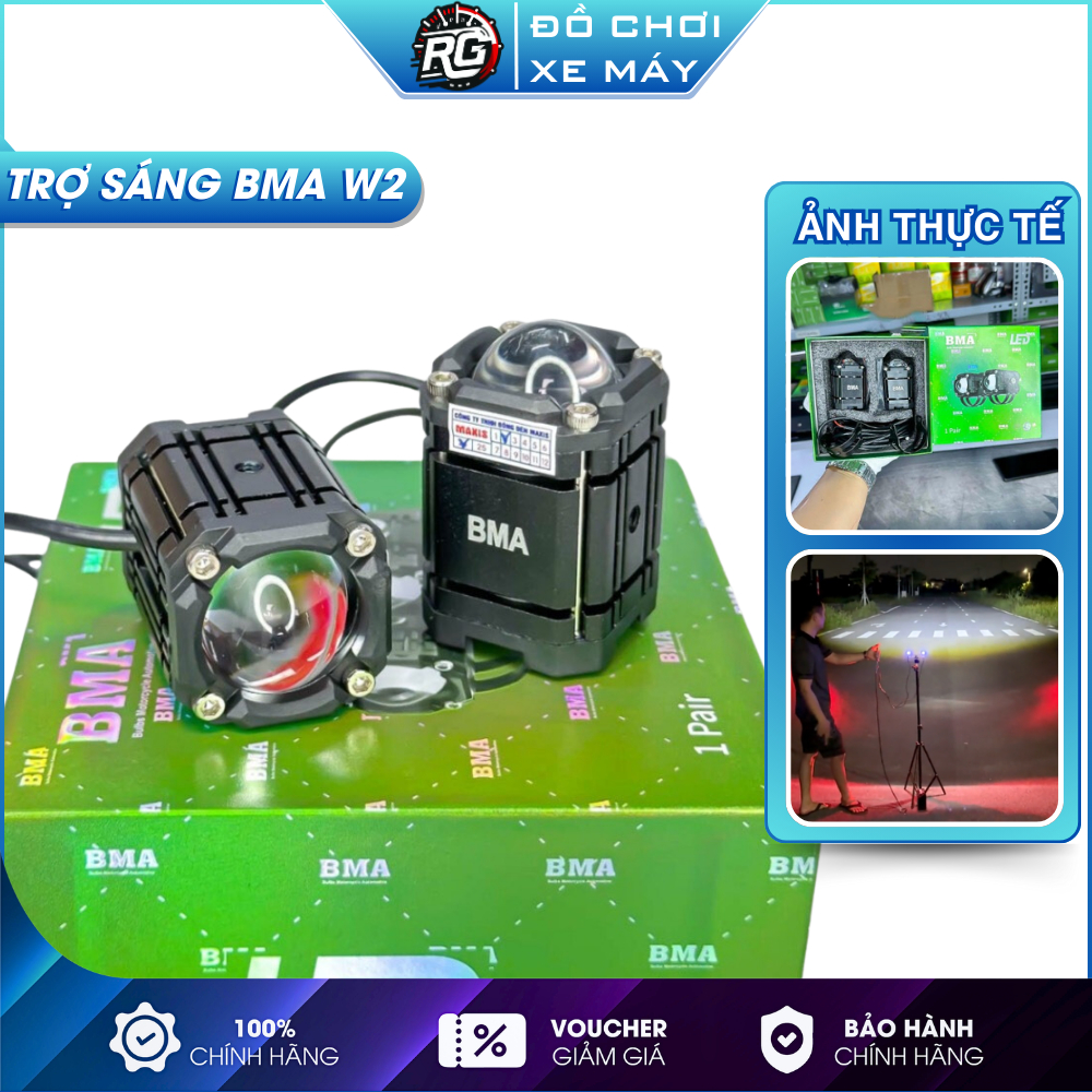BMA W2 Đèn Trợ Sáng Bi Cầu Mini 27w, 4 Chế Độ Sáng, Tích Hợp Auto Passing, BH 12 Tháng