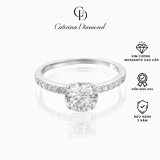 Nhẫn kim cương Moissanite 1 Carat Caterina Diamond Solitaire Pavé 4 chấu proposal wedding lover DR011 Kiểm định GRA