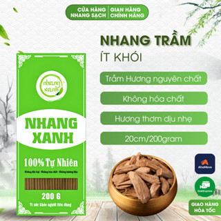 Nhang Trầm Hương Nhang Xanh 20cm - 100% Tự Nhiên, An Toàn Cho Sức Khỏe - Hộp 200g
