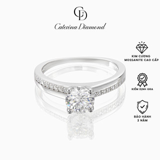 Nhẫn kim cương Moissanite 6 Ly Caterina Diamond Solitaire Pavéproposal  lover DR018 - Kiểm định GRA